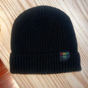 Cheech Black Ribbed Knit Beanie
